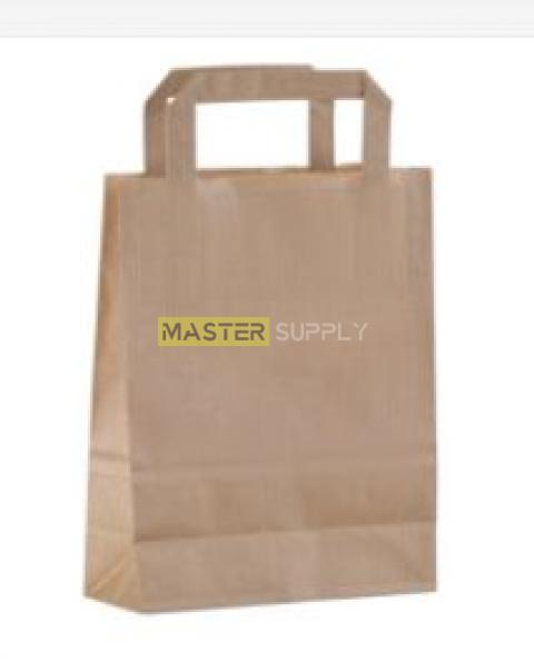 Med Brown Paper Bags with Flat Handle 22x11x25 cm 250 Pcs