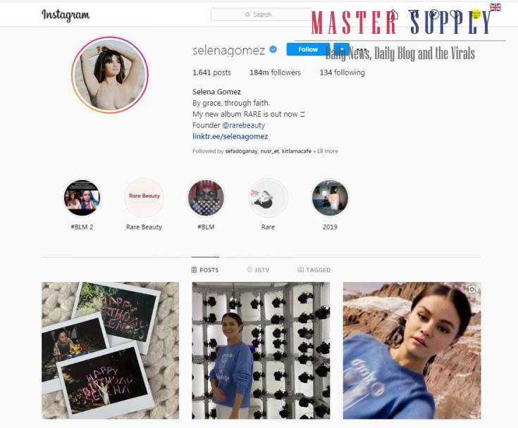 Selena Gomez 184m followers