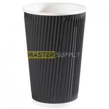 Wholesale TRIPLE WALL (RIPPLE) HOT DRINK CUP (453 ML/16 OZ) BLACK